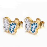 Women's Stainless Steel Blue Butterfly Stud Earrings
