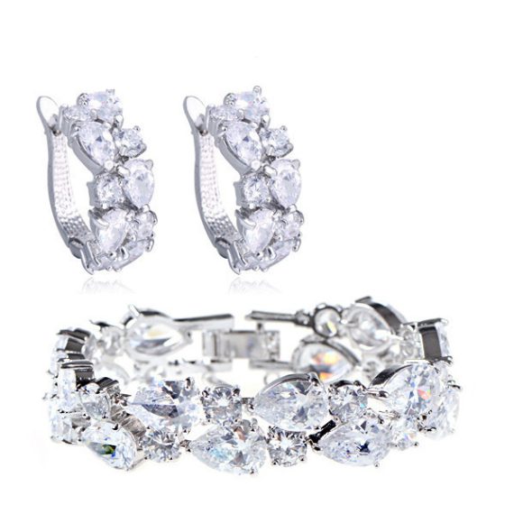 Maeve Clear Cubic Zirconia Earrings And Bracelet Sets