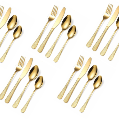 Tyler Gold Hammered Stainless Steel Cutlery Sets