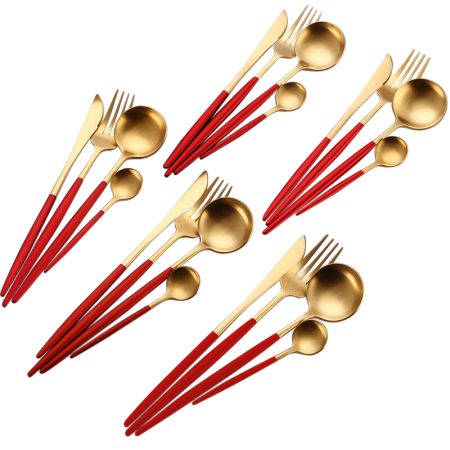 Red Portugal Stainless Steel Cutlery Sets
